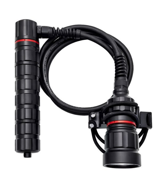 Completed Pandora K1 Sidemount configuration illustrating the extension kit; light head and handle not included