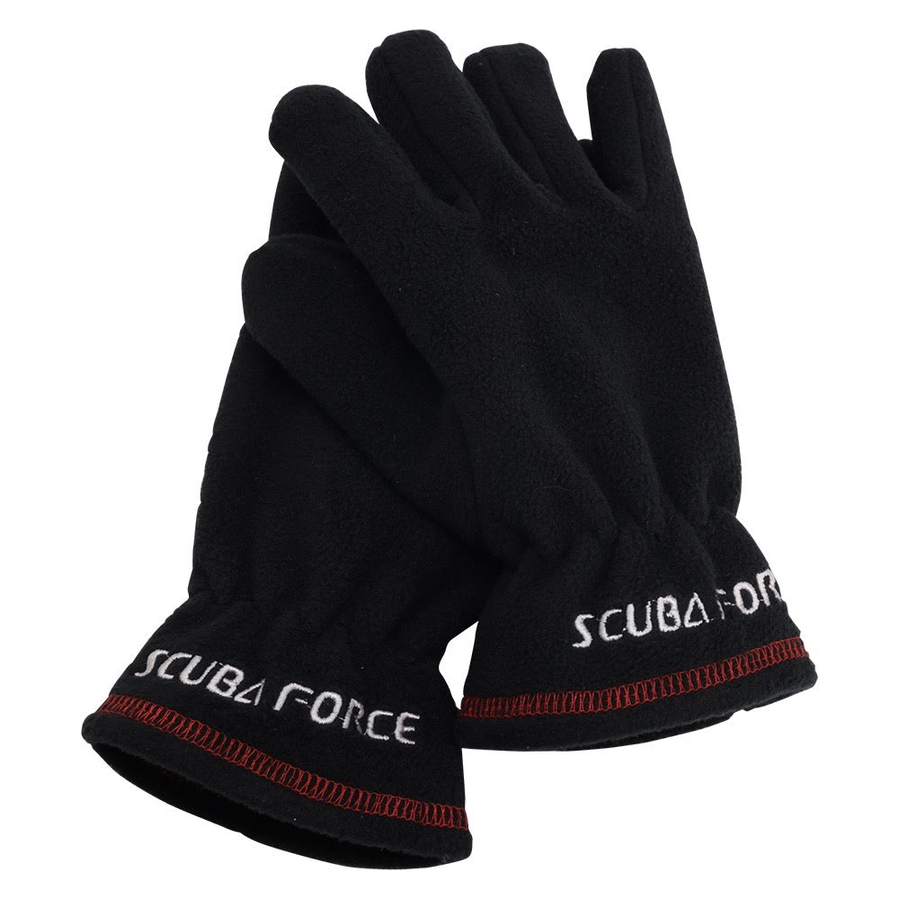 Pair of black Scuba Force fleece glove liners
