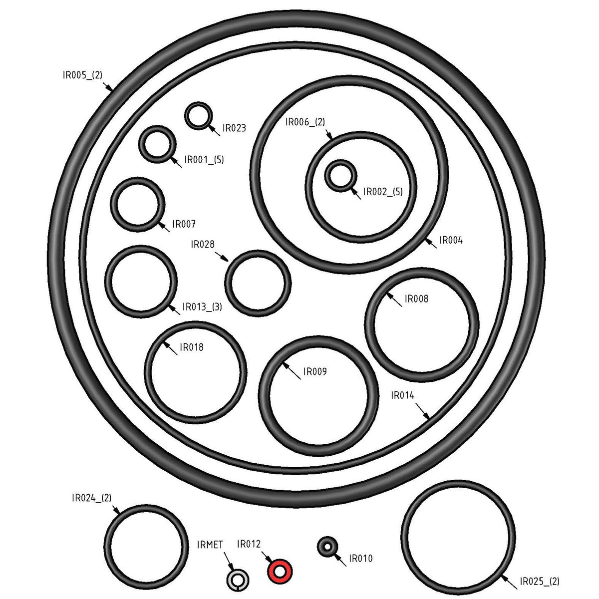 Scuba Force SF2 Backmount O-ring kit — SETIRD