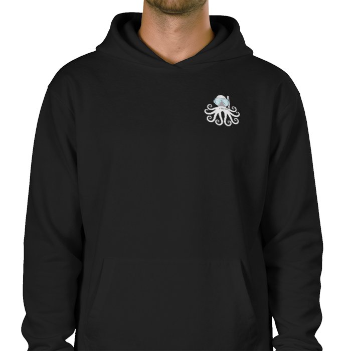 Dive the Wild North limited edition black hoodie — chest logo