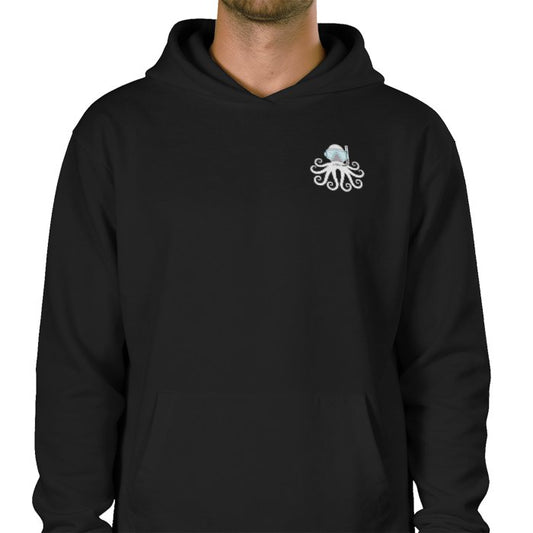 Dive the Wild North limited edition black hoodie — chest logo