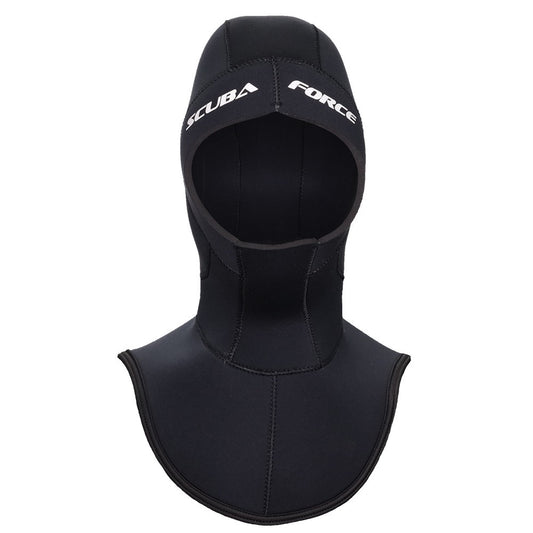 Black Scuba Force neoprene hood with extended collar, available in 5mm and 8mm