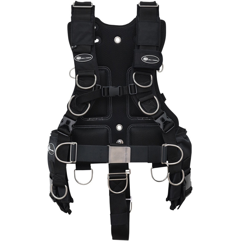 Scuba Force FZ24 Harness in black, front view