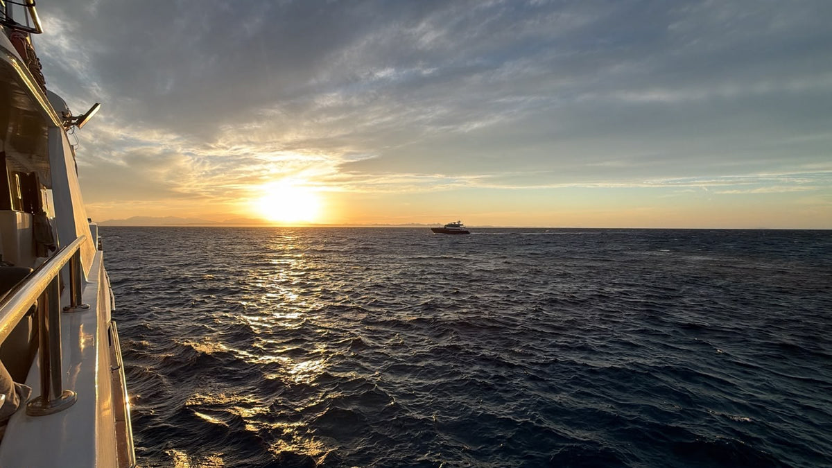Sunset over the Red Sea from our previous liveaboard