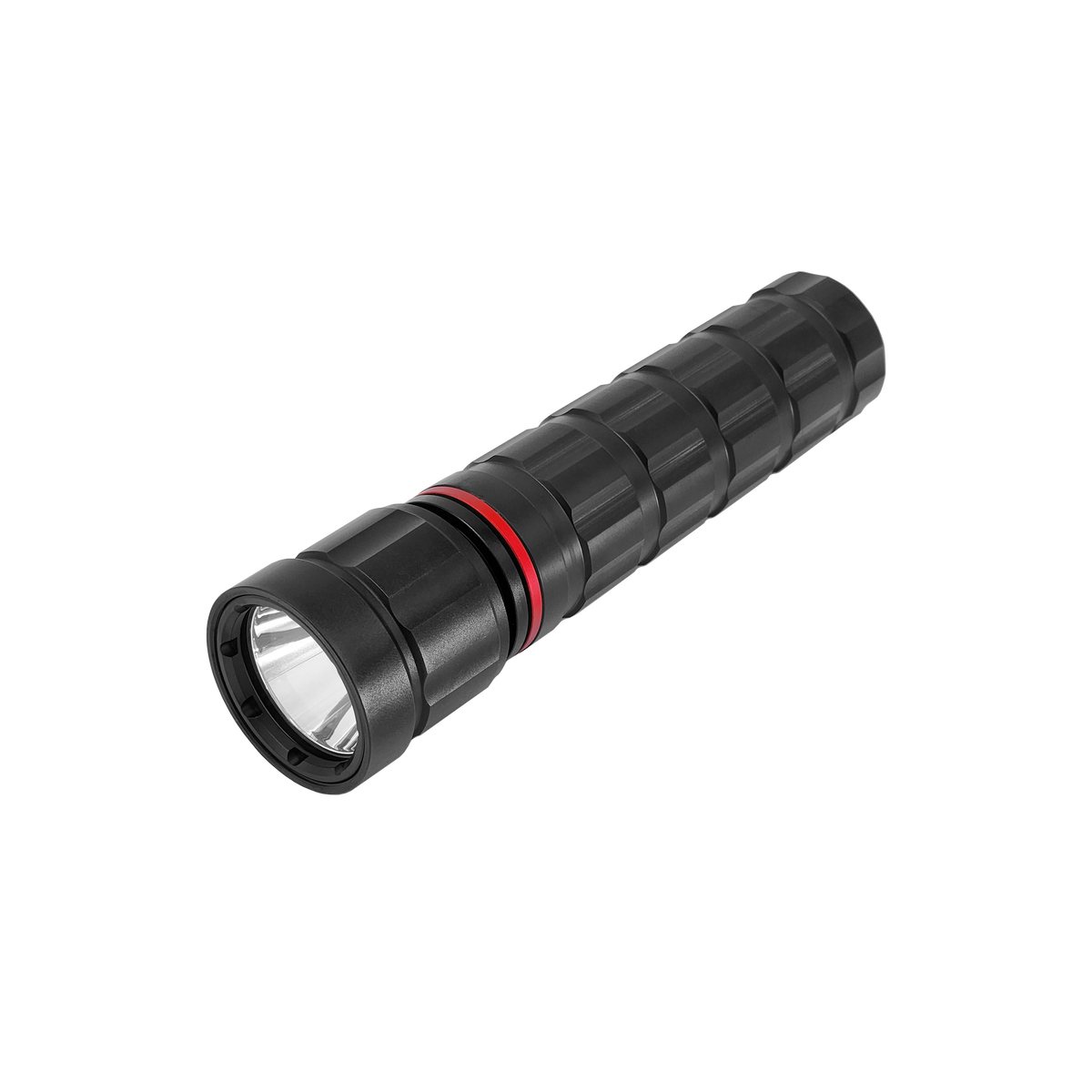Pandora Lab K1 Rescue aluminium dive torch, angled view