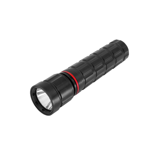 Pandora Lab K1 Rescue aluminium dive torch, angled view