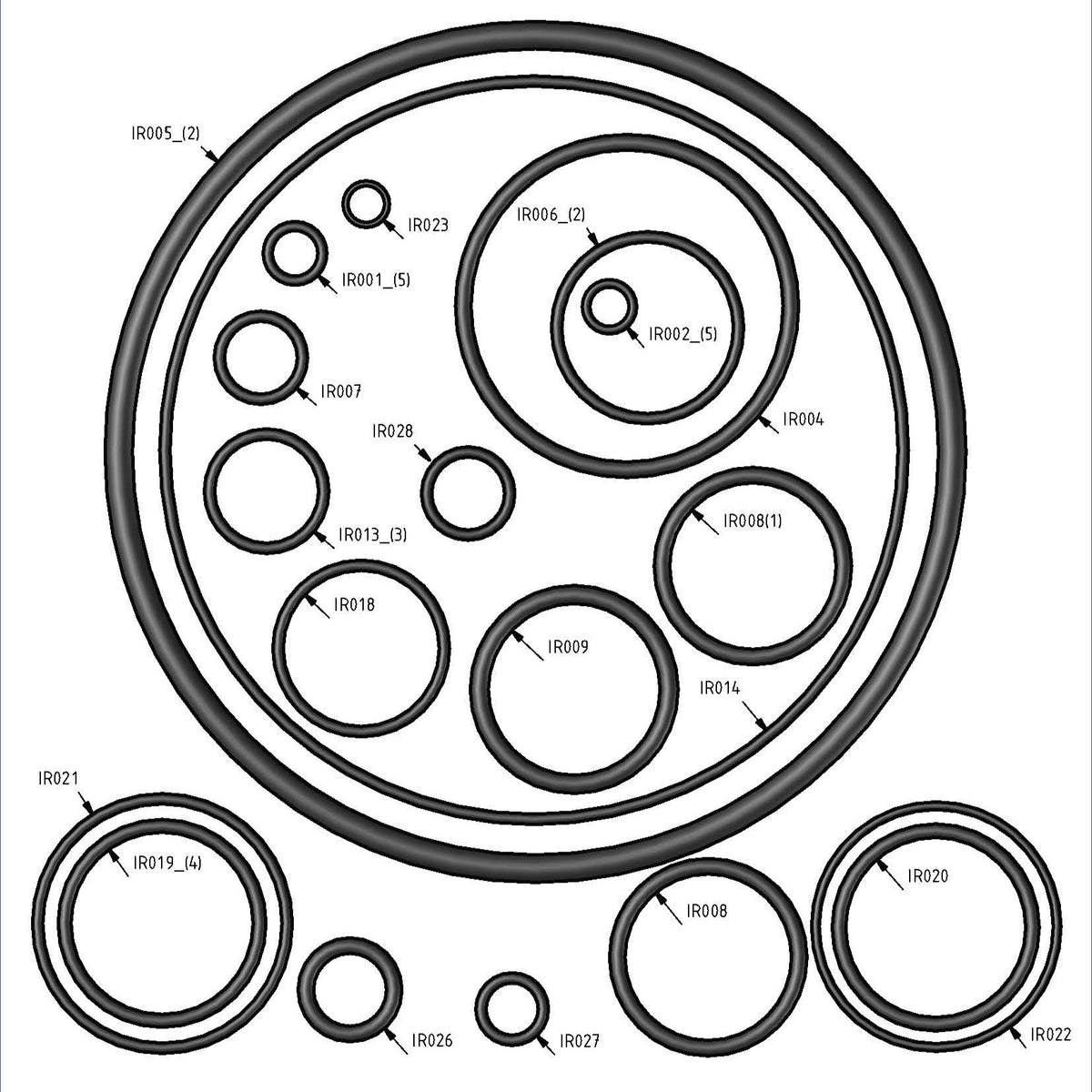 Scuba Force SF2 Sidemount O-ring kit — SETIRDSM